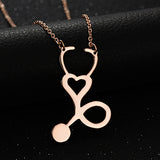 2017 Fashion Medical Jewelry Maxi Necklaces & Pendants Stainless Steel Chain Silver Gold Stethoscope Necklace for Nurse Doctor