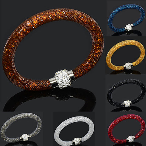 Chanfar  Multicolor Clay Crystal Magnetic Clasp Mesh Bracelet  Charm Bracelet