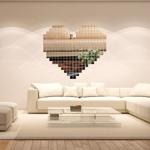 2016 Home Decor Wall Stickers  50PC Square Box Combination 3D Mirror Wall Stickers Home Decoration DIY