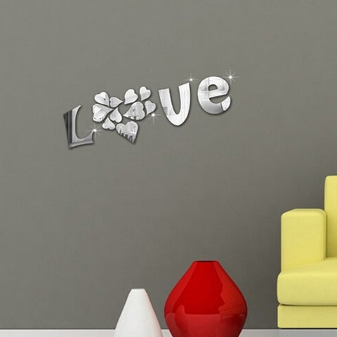DIY LOVE 3D Wall Stickers Mirror Sticker Home Livingroom Decoration mirror wall stickers home decor living room
