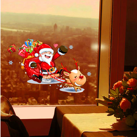 Santa Claus Christmas Windows Removable Wall Stickers christmas decorations for home wall stickers
