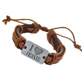 2017 I Love Jesus Genuine Leather Charm Bracelet Cuff Braided Wrap Bracelet & Bangles Fashion For Women Men Gifts