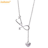 Hot 4 Colors Unisex ER Stethoscope Heart Alloy Chain Pendant NecklaceFor Women men the Doctor Nurse Fashion Jewelry