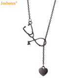 Hot 4 Colors Unisex ER Stethoscope Heart Alloy Chain Pendant NecklaceFor Women men the Doctor Nurse Fashion Jewelry