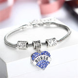 2018 New Charm Crystal Heart Bracelet Nurse Day Gift Women Love Nurse Bangle Bracelet Chains Femme  Pulseras Wholesale