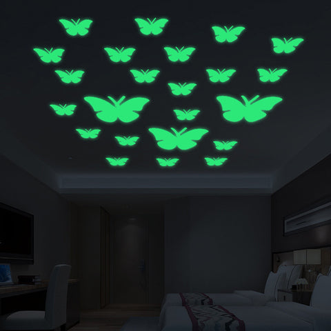12PCs Luminous Butterflies Wall Sticker Glow in the Dark Art wall stickers home decor