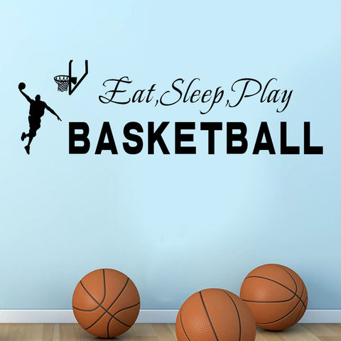 wall stickers for kids rooms Sleep Play Basketball Quotes Wall Sticker Decal Home Boys Room Decoration