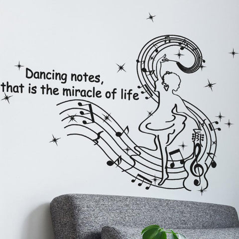Dancing Musical Notes Wall Stickers Creative wall stickers home decor living room stickers muraux pegatinas de pared