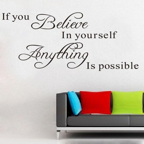 Super Deal wall sticker  1PC Believe Anything is Possible Inspirational Wall Sticker Decals DIY XT
