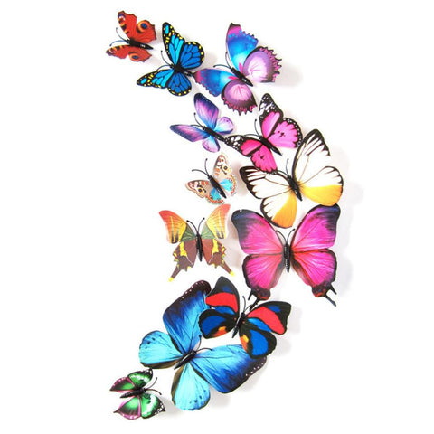 Super Deal 3d wall stickers 12pcs Decal Wall Stickers Home Decorations 3D Butterfly Colorful XT
