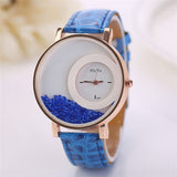 2017 New Arrival Quicksand Bead Watch Fashion Woman Quartz Wrist Watch Casual Rhinestone Leather Bracelet Watches Reloj 7 colors