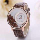 2017 New Arrival Quicksand Bead Watch Fashion Woman Quartz Wrist Watch Casual Rhinestone Leather Bracelet Watches Reloj 7 colors