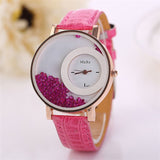 2017 New Arrival Quicksand Bead Watch Fashion Woman Quartz Wrist Watch Casual Rhinestone Leather Bracelet Watches Reloj 7 colors