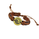 2015 Genuine Leather Tai Chi Charm Bracelet Cuff Braided Wrap Antique Bronze Pendant Bracelet & Bangles Fashion For Women Men